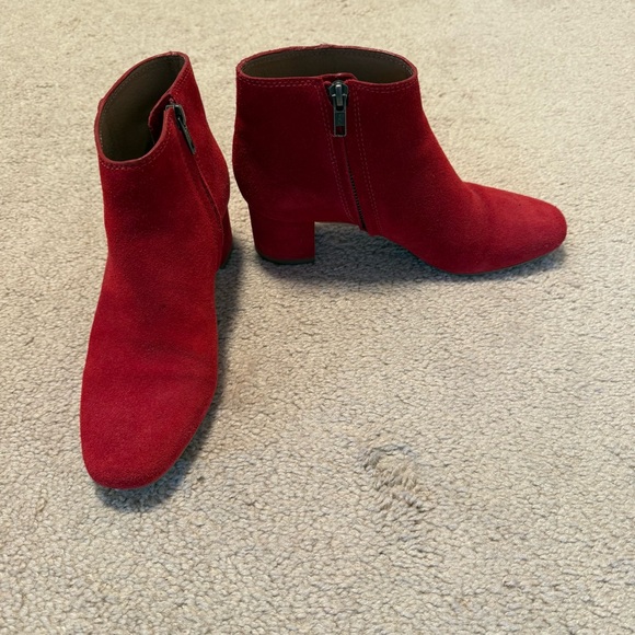 Madewell Red Suede Ankle Booties - Picture 1 of 4
